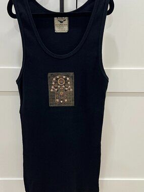 KBD Hamsa tank top embellished with Swarovski crystals